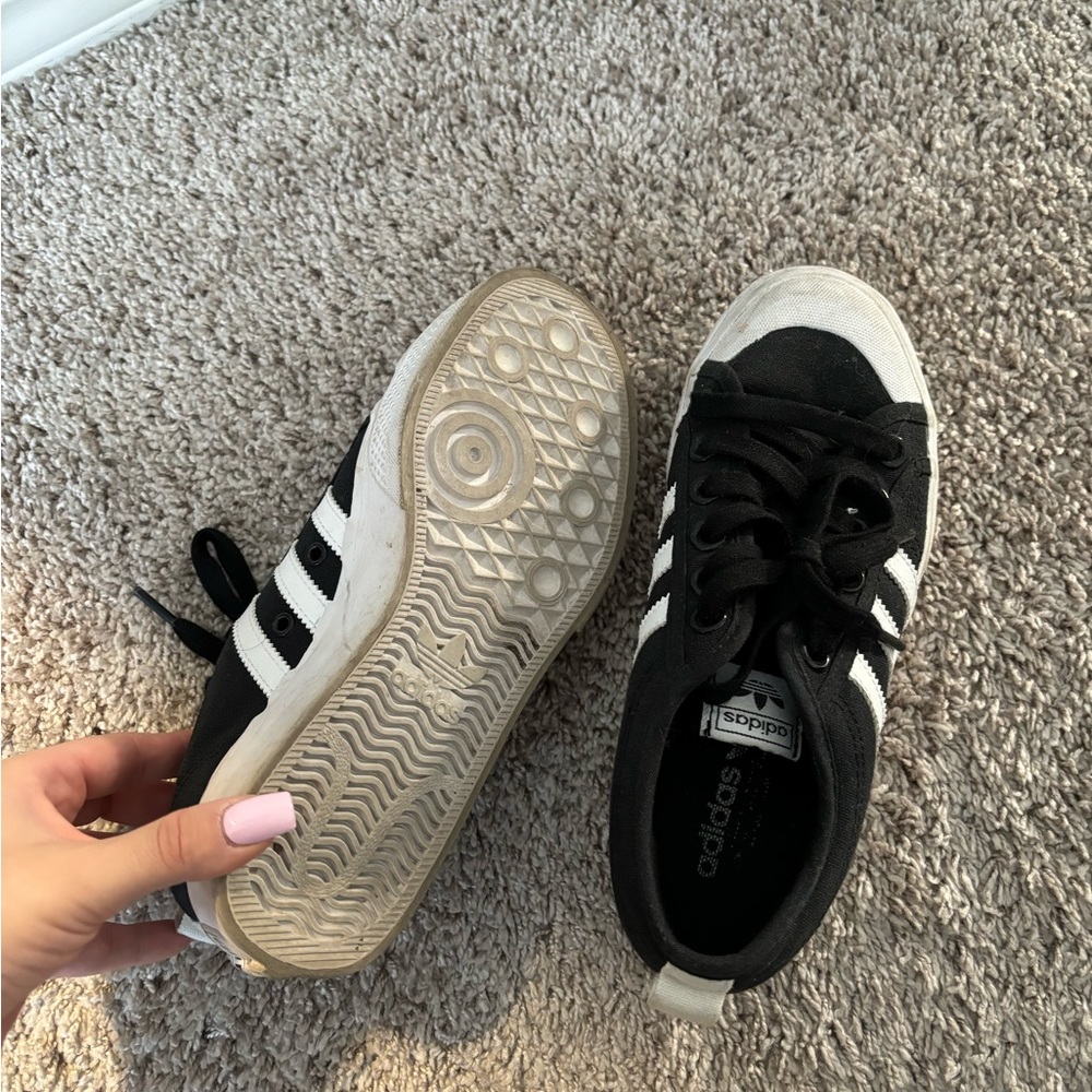 Adidas black and white platform shoes women’s